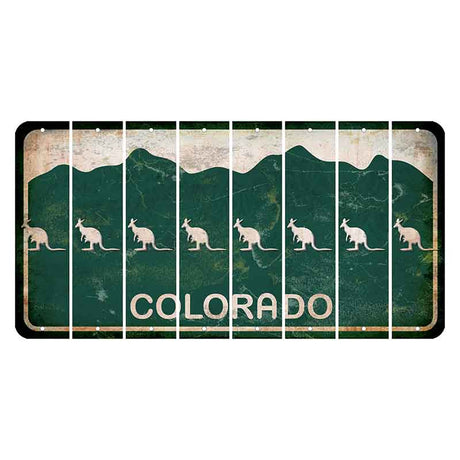 Colorado Green|White Mountains Cut License Plate Strips (Set of 8) Kangaroo