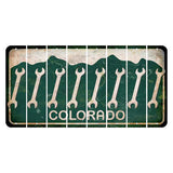 Colorado Green|White Mountains Cut License Plate Strips (Set of 8) Wrench