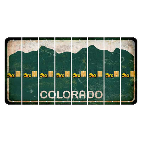 Colorado Green|White Mountains Cut License Plate Strips (Set of 8) Forklift