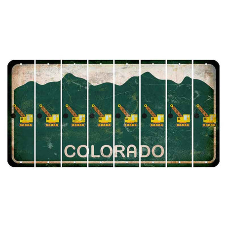 Colorado Green|White Mountains Cut License Plate Strips (Set of 8) Wrecking Ball Crane