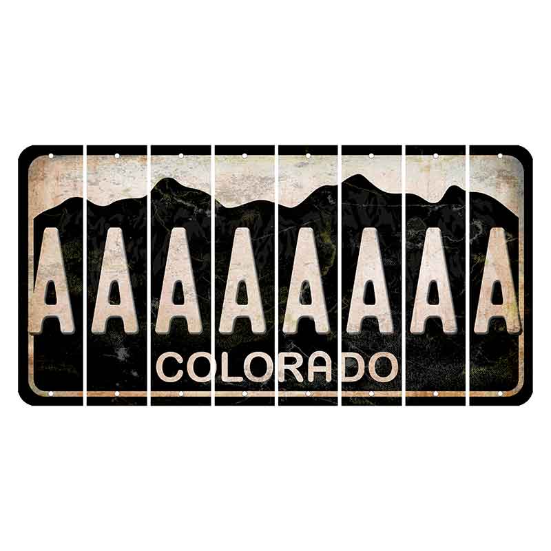 Colorado Black|White Mountains Cut License Plate Strips (Set of 8) A