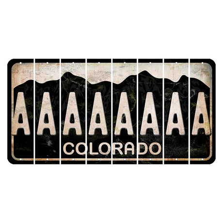 Colorado Black|White Mountains Cut License Plate Strips (Set of 8) A