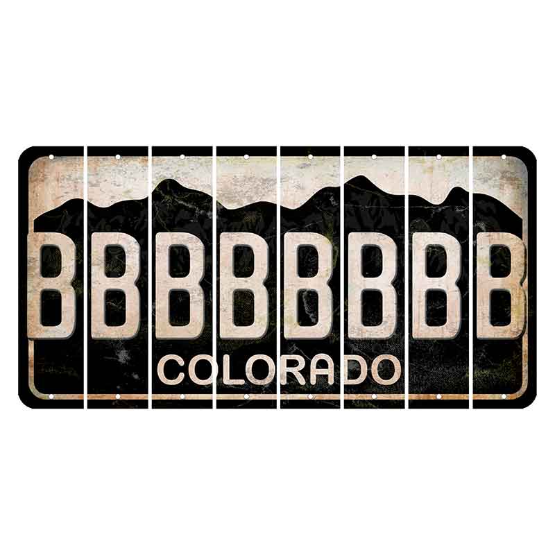 Colorado Black|White Mountains Cut License Plate Strips (Set of 8) B
