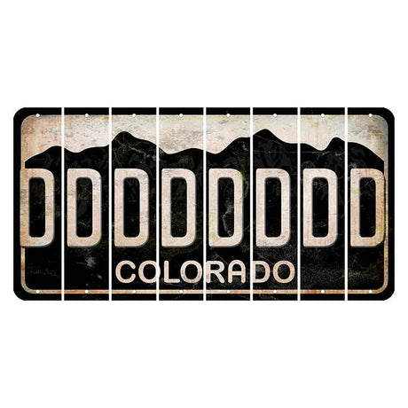 Colorado Black|White Mountains Cut License Plate Strips (Set of 8) D
