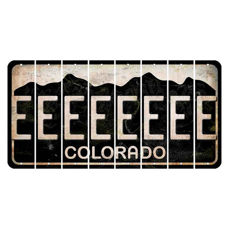 Colorado Black|White Mountains Cut License Plate Strips (Set of 8) E