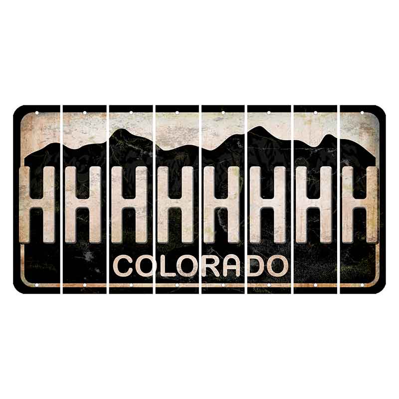 Colorado Black|White Mountains Cut License Plate Strips (Set of 8) H