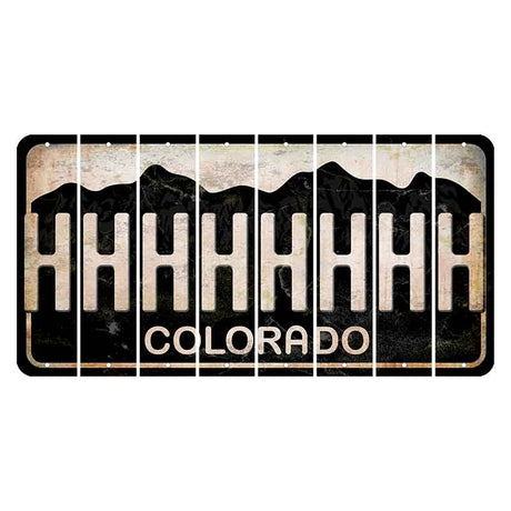 Colorado Black|White Mountains Cut License Plate Strips (Set of 8) H