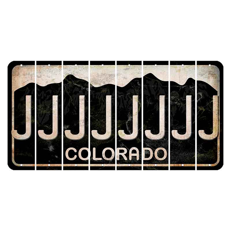 Colorado Black|White Mountains Cut License Plate Strips (Set of 8) J