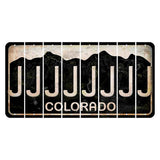 Colorado Black|White Mountains Cut License Plate Strips (Set of 8) J