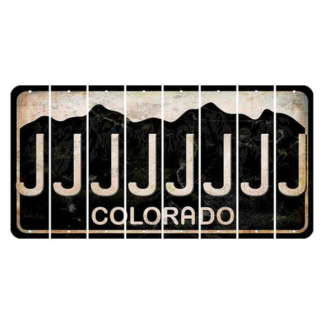 Colorado Black|White Mountains Cut License Plate Strips (Set of 8) J