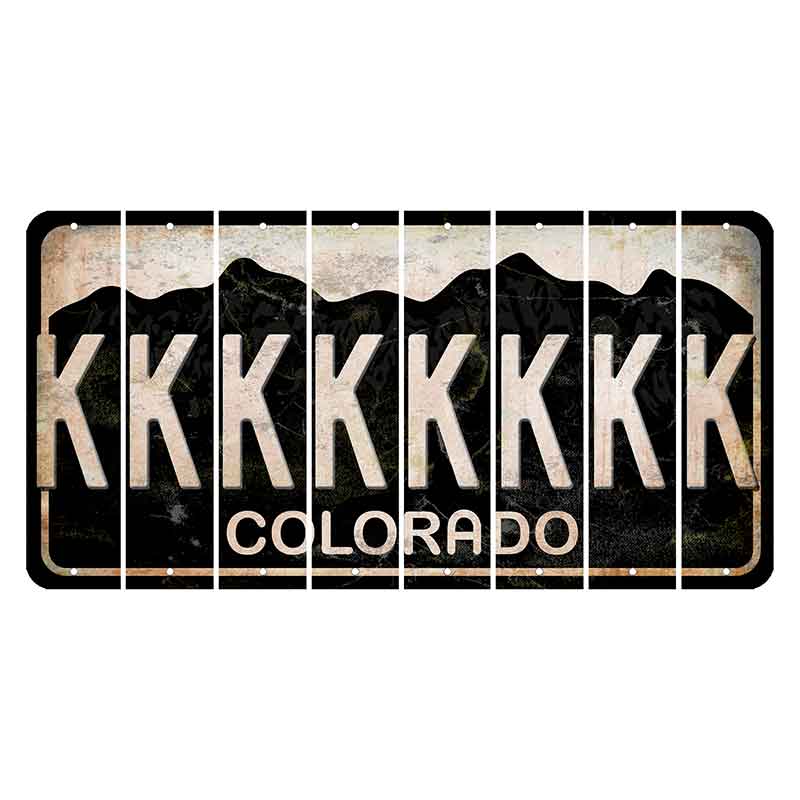 Colorado Black|White Mountains Cut License Plate Strips (Set of 8) K