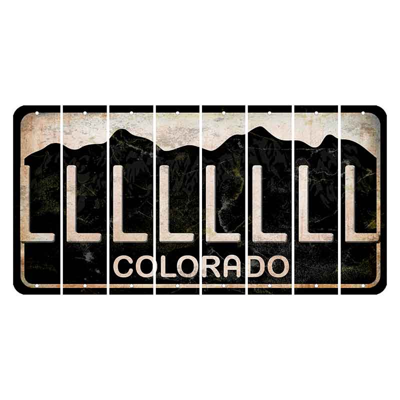 Colorado Black|White Mountains Cut License Plate Strips (Set of 8) L