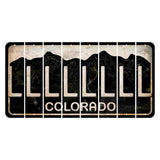 Colorado Black|White Mountains Cut License Plate Strips (Set of 8) L