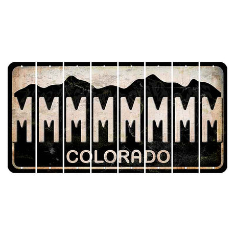 Colorado Black|White Mountains Cut License Plate Strips (Set of 8) M