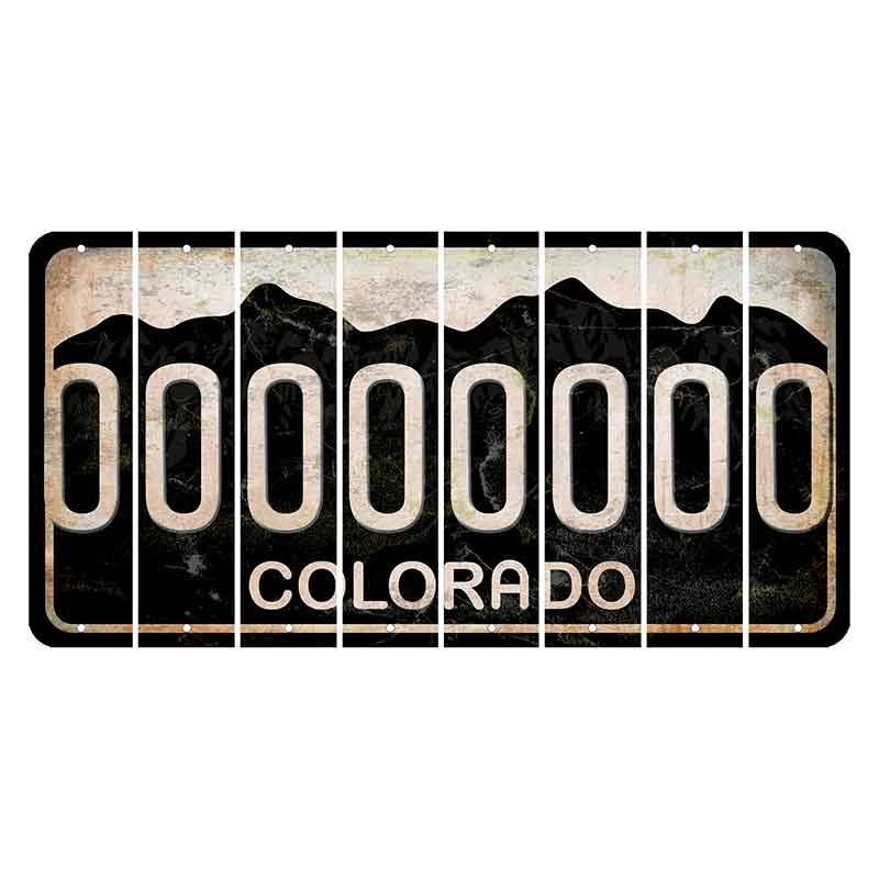 Colorado Black|White Mountains Cut License Plate Strips (Set of 8) O
