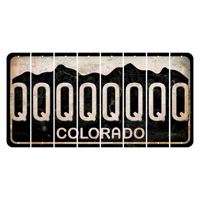 Colorado Black|White Mountains Cut License Plate Strips (Set of 8) Q