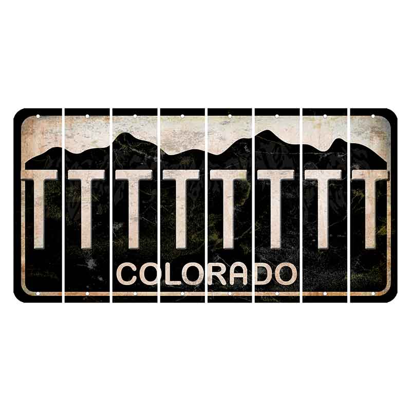 Colorado Black|White Mountains Cut License Plate Strips (Set of 8) T