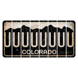 Colorado Black|White Mountains Cut License Plate Strips (Set of 8) U