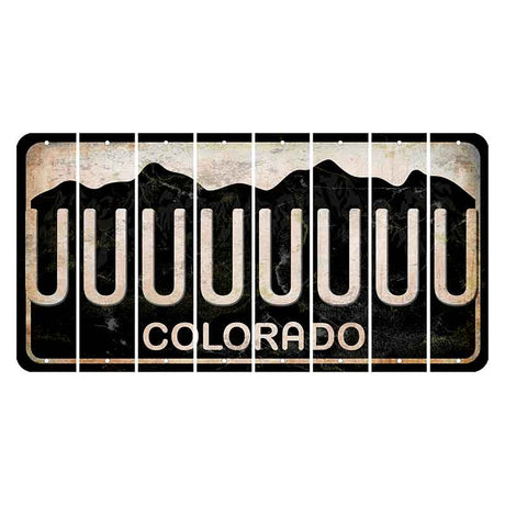 Colorado Black|White Mountains Cut License Plate Strips (Set of 8) U