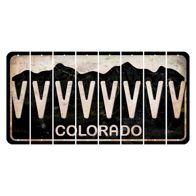 Colorado Black|White Mountains Cut License Plate Strips (Set of 8) V