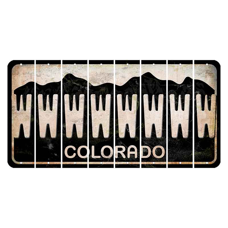 Colorado Black|White Mountains Cut License Plate Strips (Set of 8) W