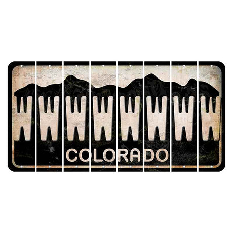Colorado Black|White Mountains Cut License Plate Strips (Set of 8) W
