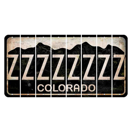 Colorado Black|White Mountains Cut License Plate Strips (Set of 8) Z