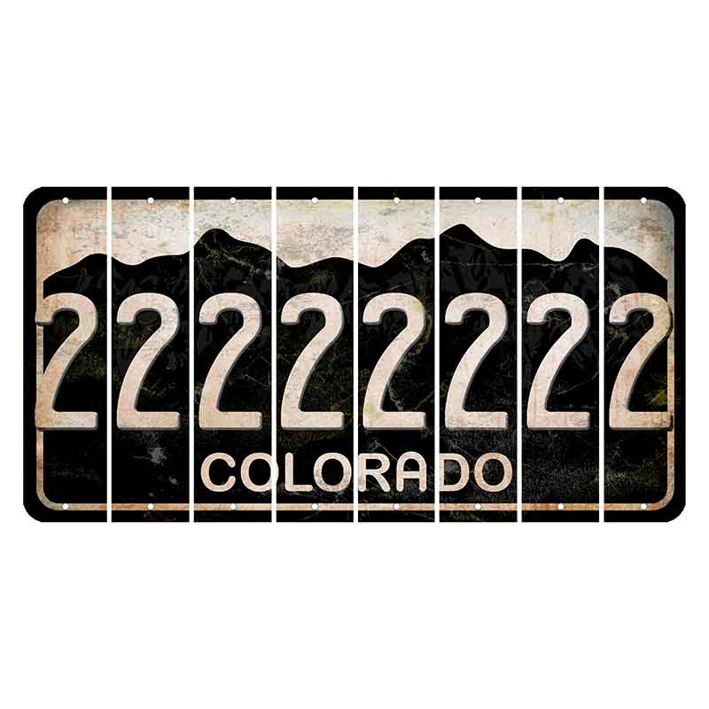 Colorado Black|White Mountains Cut License Plate Strips (Set of 8) 2