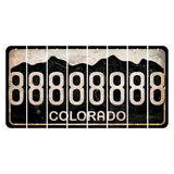 Colorado Black|White Mountains Cut License Plate Strips (Set of 8) 8