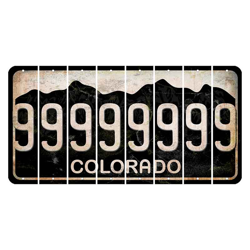 Colorado Black|White Mountains Cut License Plate Strips (Set of 8) 9