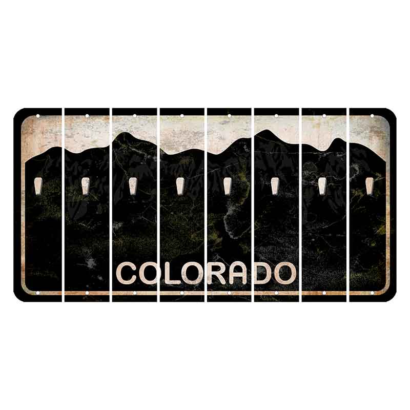 Colorado Black|White Mountains Cut License Plate Strips (Set of 8) Apostrophe