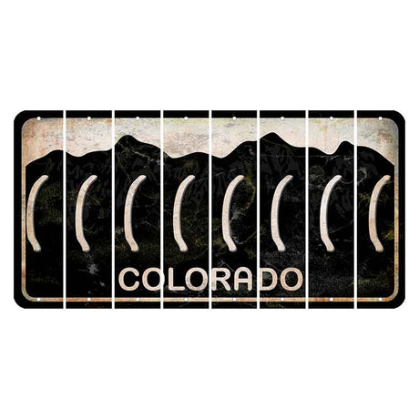 Colorado Black|White Mountains Cut License Plate Strips (Set of 8) Parenthesis - Left