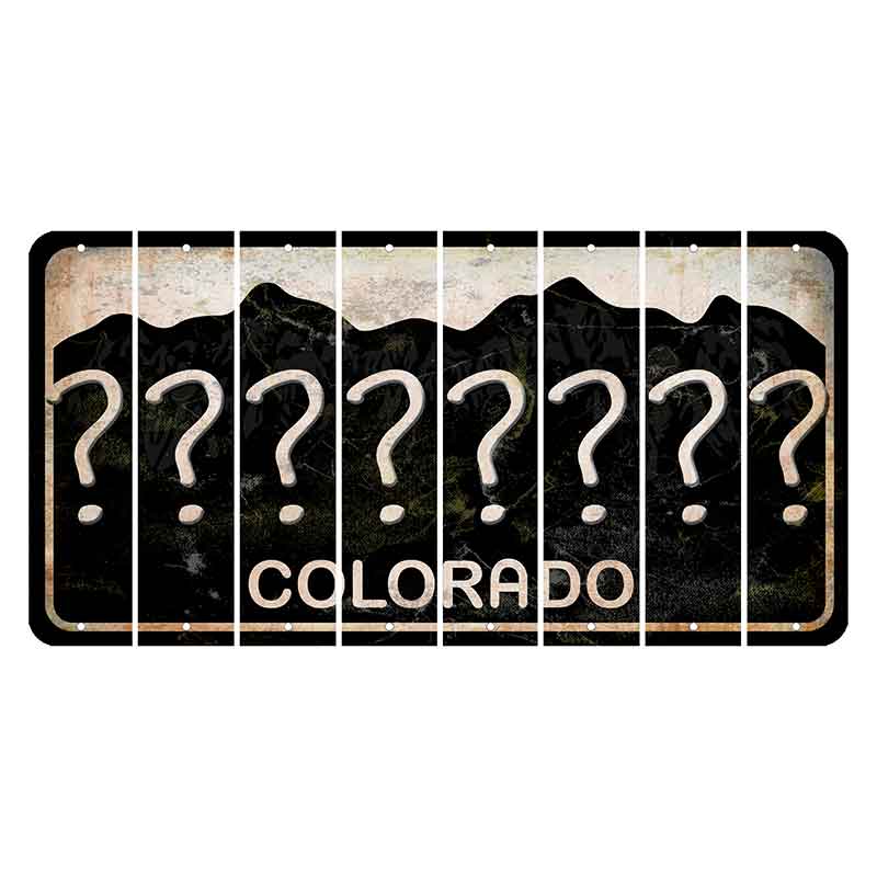 Colorado Black|White Mountains Cut License Plate Strips (Set of 8) Question Mark