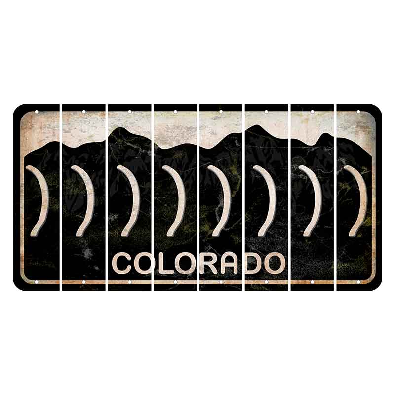 Colorado Black|White Mountains Cut License Plate Strips (Set of 8) Parenthesis - Right