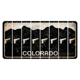 Colorado Black|White Mountains Cut License Plate Strips (Set of 8) Handgun