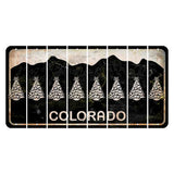 Colorado Black|White Mountains Cut License Plate Strips (Set of 8) Christmas Tree