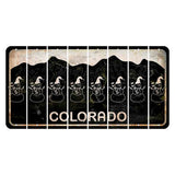 Colorado Black|White Mountains Cut License Plate Strips (Set of 8) Snowman