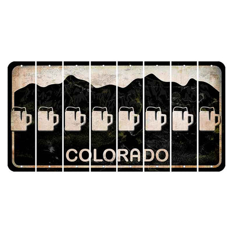 Colorado Black|White Mountains Cut License Plate Strips (Set of 8) Beer Mug