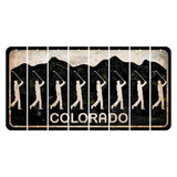 Colorado Black|White Mountains Cut License Plate Strips (Set of 8) Male Golfer
