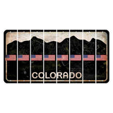Colorado Black|White Mountains Cut License Plate Strips (Set of 8) American Flag