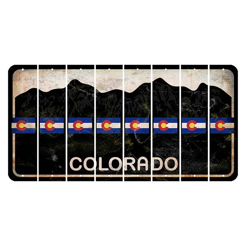 Colorado Black|White Mountains Cut License Plate Strips (Set of 8) Star Fish