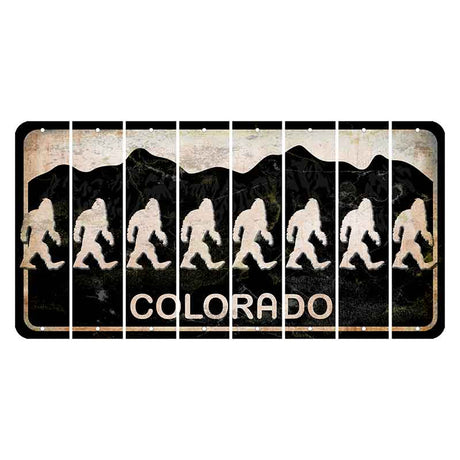 Colorado Black|White Mountains Cut License Plate Strips (Set of 8) Bigfoot