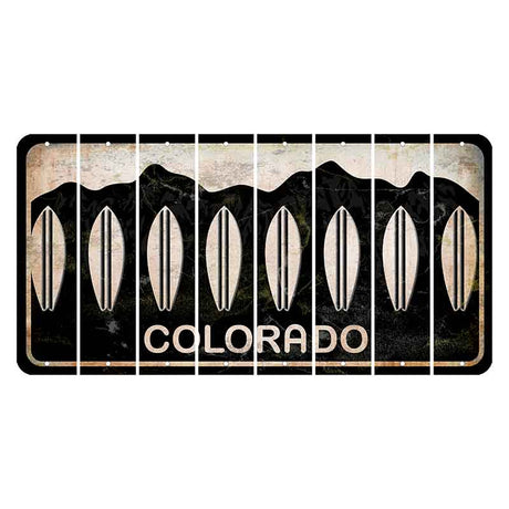 Colorado Black|White Mountains Cut License Plate Strips (Set of 8) Submachine Gun