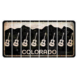 Colorado Black|White Mountains Cut License Plate Strips (Set of 8) Guitar