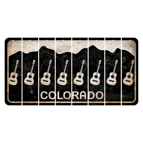 Colorado Black|White Mountains Cut License Plate Strips (Set of 8) Guitar