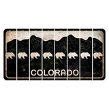 Colorado Black|White Mountains Cut License Plate Strips (Set of 8) Bear
