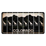 Colorado Black|White Mountains Cut License Plate Strips (Set of 8) Giraffe