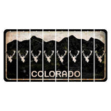 Colorado Black|White Mountains Cut License Plate Strips (Set of 8) Elk