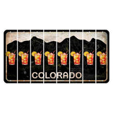 Colorado Black|White Mountains Cut License Plate Strips (Set of 8) Cocktail