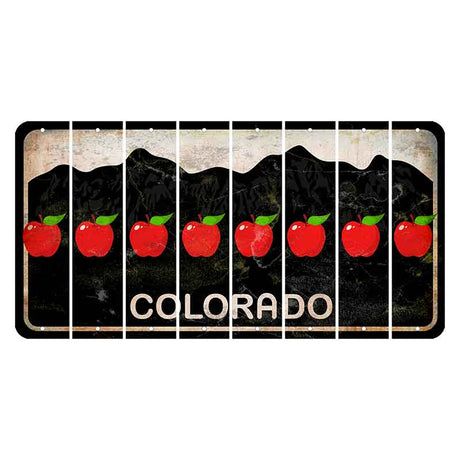 Colorado Black|White Mountains Cut License Plate Strips (Set of 8) Apple